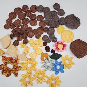 Assorted Quilted Fabric Flower Petals and Shapes For Crafting Quilting Sewing Pr